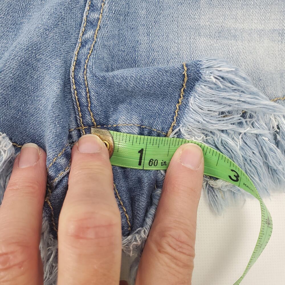 Altard State Y2K Jean Micro Shorts 7 Distressed Retro Boho Lace Raw Fringe Hem - Picture 8 of 8